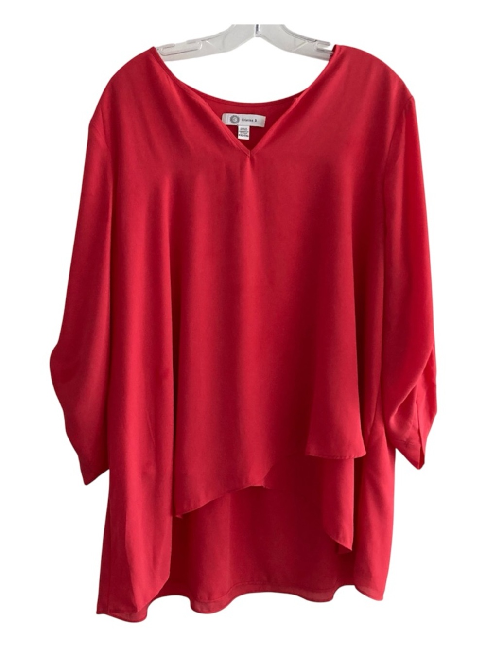 Cristina B | Red V-Neck Layered Tunic Top